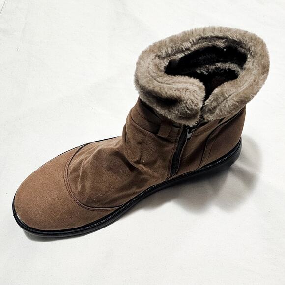 Ingaro New Brown Rushmore faux fur faux suede side zip ankle boots size 9M - Picture 2 of 16